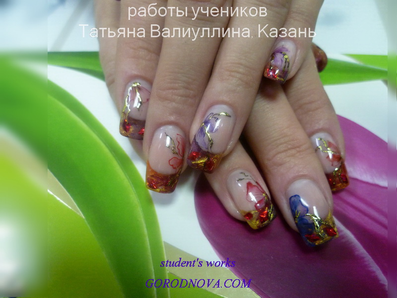 Salon extension of a French nail